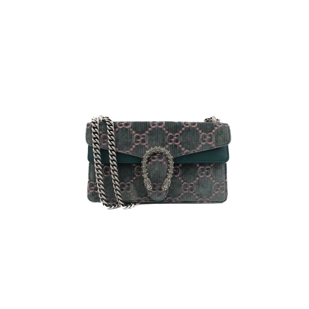Excellent Gucci Green Textile Handbag with Chain Strap